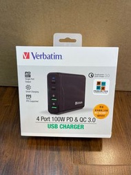 門市全新現貨‼️ Verbatim 100W PD &amp; QC 3.0 USB 充電器 (66402)