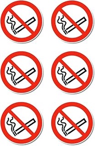 No Smoking Prohibition Sign: P002 - DIN EN ISO 7010 / ASR A1.3 - Sticker: Diameter 5 cm, Pack of 6
