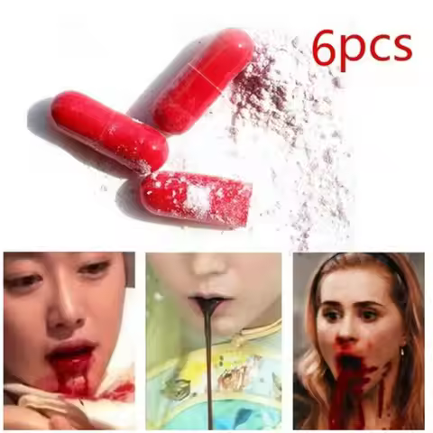 6Pcs Realistic Fake Blood Pills Vampire Capsules Adults Teen Horror Scary Funny Trick Toys Halloween