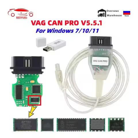 VAG CAN PRO 2023 VCP 5.5.1 Interface Can Bus K-line OBD 2 OBD2 Auto Car Diagnostic Tool OBDII Cable 
