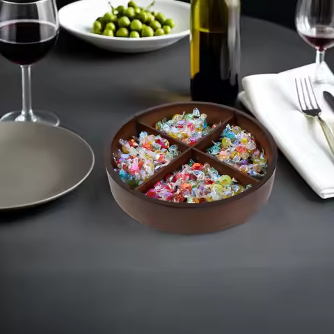 Four Compartment Dry Fruit Tray with Lid Sealed Nut Storage Container Divided Serving Dish for Nuts 