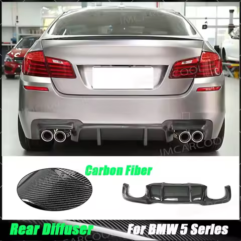 For BMW 5 Series F10 M5 Sedan 2012-2017 Carbon Fiber Car Rear Diffuser Lip Spoiler Fins Shark Style 