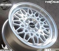 【台灣輪胎王】FONYEE品牌 網狀內凹 15吋 前後配 鋁圈 4X100/114 7J/8.5J 銀車邊/黑車邊