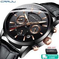 CRRJU Jam Tangan Quartz Chronograph Anti Air dengan Strap Kulit untuk Pria 2212/2217