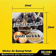 Sticker air balang besar 1 kaki petak sticker air buah tahan lasak waterproof