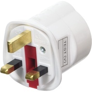 " Amos Schuko Style Socket European 2-Pin to UK 3-Pin AC Mains Power Travel  Visitor Adaptor - White"