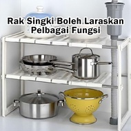 Rak Sink Dapur & Bilik Air Boleh Laras, Rak Simpanan Serbaguna untuk Periuk & Aksesori