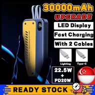 SG [READY STOCK] 30000mAh Super Fast Charge Power Bank Portable Powerbank Fast Charging PowerBank LED Display With Cable