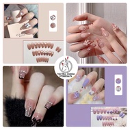 [Fast Speed] Nail Box - Set Of 24 Fake Nails Super Luxurious 3d Accessories - Free Glue (Code H6)