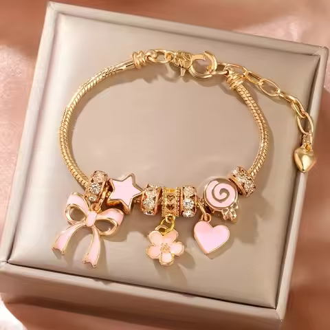adjustable heart shaped bracelet Women bow heart shaped fashion bracelet jewelry daily accessories V