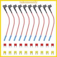 TAK 10Pcs Standard Auto Fuse Stand With 10Amp 20A Fuse for Car Trucks Boats Enduring