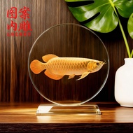 Inner Carved Crystal Ornaments Lucky Golden Arowana Living Room Home Accessories Wine Cabinet Decora
