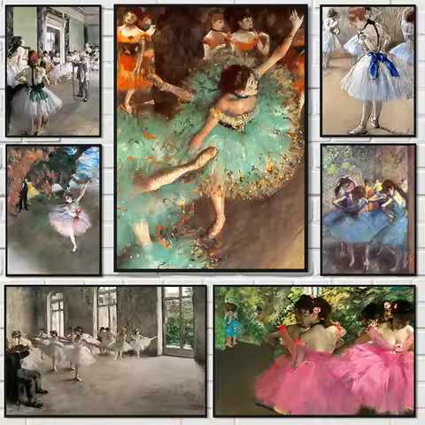 Edgar Degas Classic Ballet Artwork Impressionist Ballerina Dancer Girl Poster Canvas Painting Wall A