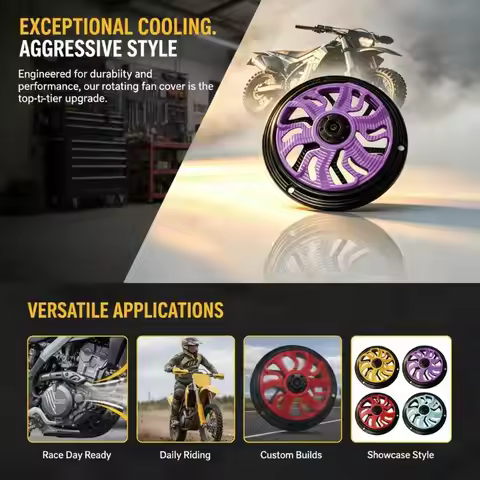 Universal Motorcycle Rotating Fan Cover Lightweight Plastic Spinner Radiator No Extra Burden for Lon