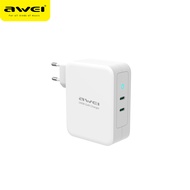 Awei PD22 140W GaN Wall charger 2 Ports PD3.1 Fast Charger USB-C power adapter with UK EU plug safe 