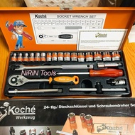 KOCHE 3/8 Inch Block Set 3-Inch Size 6-22MM 24-Piece Center Hexagonal Genuine Chrome-Vanadium Grade 
