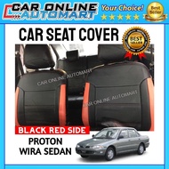 Proton Wira Sedan 1.3 Black with Red Side Car Seat Cover PVC Leather Cushion Cover