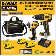 DeWALT 20V Max Atomic Combo Impact Driver DCF809 with Hammer Drill DCD709 or Drill Driver DCD708 in MultiTask Tool Bag