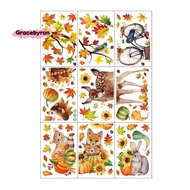 Fall Window Cling Sticker Thanksgiving Fall Window Stickers for Party Supplies Window Glass Decorati