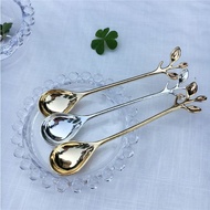 INQUIS Gold Silver Bronze Creative Tableware Royal Style Branch Shape for Snacks Kitchen Dining Bar Mini Dessert Spoon Small Coffee Spoon Cutlery Flatware
