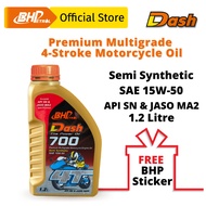 BHP Dash 700 15W50 4T Semi Synthetic Motorcycle Oil (1.2L) API SN JASO MA2 (FOC buckle keychain)