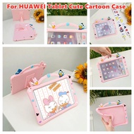 For HUAWEI MatePad 10.4" 11" Pro10.8" T10 T10S,MediaPad M6 8.4" 10.8" T5 10 M5 Lite 10.1" M5 Lite 8.0" Kids Tablet Cute Cartoon Donald Daisy Duck Portable Handle Silicone Shockproof Stand Case Cover With Strap