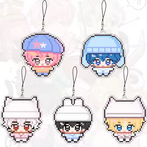 Plave Acrylic Keychain Cartoon Pixel Characters Exquisite Student Package Decoration Acg Pendants Ba