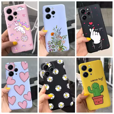 For Xiaomi Redmi 12 Case on Redmi 12C Cover Cute Daisy Love Heart Protector Cover For Xiomi Redmi 12