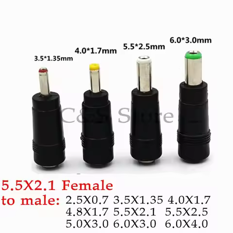 DC Power Male to Female Adapter 6.0x4.4mm 6.3x3.0mm 5.5x2.5mm 5.5x2.1mm 5.5x1.7mm 4.8x1.7mm 4.0x1.7m