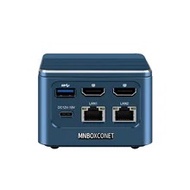MNBOXCONET迷你電腦，搭載酷睿i3 N305處理器（8核心8線程，最高主頻3.8GHz），黑色你電腦，Linux系統，支援Wi-Fi 6/藍牙5.2，配備2個I226-V 2.5GbE乙太網路