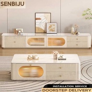 SENBIJU Cream-style TV Cabinet For Living Room Modern Minimalist Small Apartment Home Coffee Table A