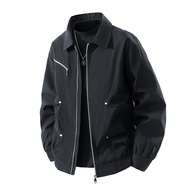 เสื้อกันลมแฟชั่นแจ็คเก็ตชายเสื้อฤดูใบไม้ร่วง8XL 7XL 6XL ขนาดใหญ่9XL หลวมสมาร์ทสบายกันน้ำสีดำนุ่ม