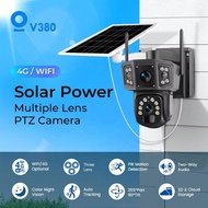 3 lenses-cctv Solar V380 pro Outdoor WiFi CCTV / 4G SIM Camera 8MP Waterproof IP Camera 360 PTZ nigh