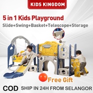 5 in 1 Slide for Kids Playground Kids Gelongsor Kanak Kanak Gelongsor Set Playground with Swing Bask
