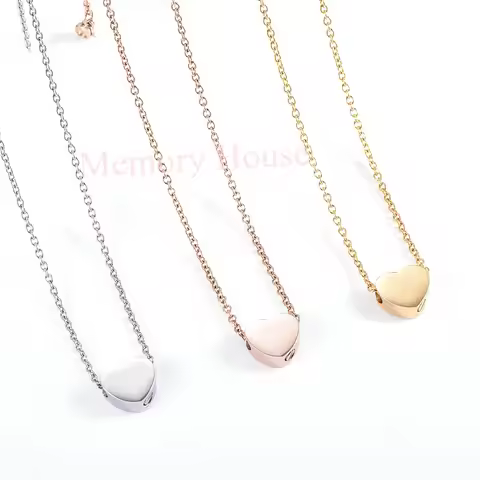 JJ001 Wholesale Or Retail Stainless Steel 13mm Slider Small Heart Cremation Urn Charm Necklace Keeps