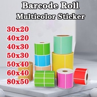 Thermal Paper Sticker Barcode Roll Colour Label Sticker Price Tag Green Blue Pink Yellow A6 30 x 20 x 40 50 60 80 100