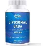 GABA with L-Theanine Supplement 1200mg - High Bioavailable Liposomal GABA Supplements, 60 Capsules f