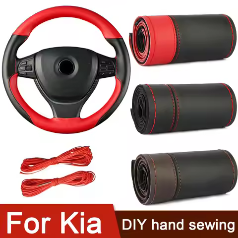 1PC Car Steering Wheel Covers 38cm Hand-stitched DIY Protective Cover For Kia KX5 KX7 Rio 3 Sportage
