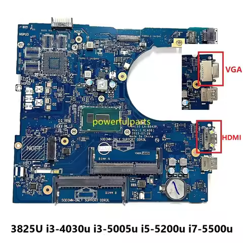 For Dell Inspiron 3458 3558 5458 5558 5758 Laptop Motherboard 3805U 3825U i3 i5 i7 CPU 0F0FC6 027C5F