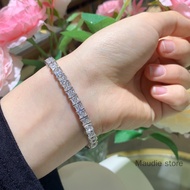 0.4CT Each All Real Moissanite Diamond Luxury Princess Cut Tennis Bracelet Ins Fashion 0.4CT 1 S925