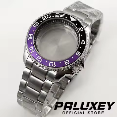 42MM 007 NH35 SKX Watch Case Black Purple GMT Bezel With Bracelet S Crown For NH34 NH35 NH36 NH38 NH