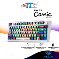 AULA F75/F75 Max Wireless 75% Mechanical Gaming Keyboard with Comic Keycaps, Tri-Mode, Gasket Struct