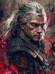 1PCS Geralt Of Rivia Dark Art Full Drills Diamond Painting Kits Diy 5d Witcher Henry Cavill Mosaic R