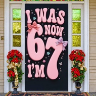 Pink 7th Birthday Banner Sweet Decorative Bow Decor Backdrop 3D Letter Design Bow Decoration Kids Bi