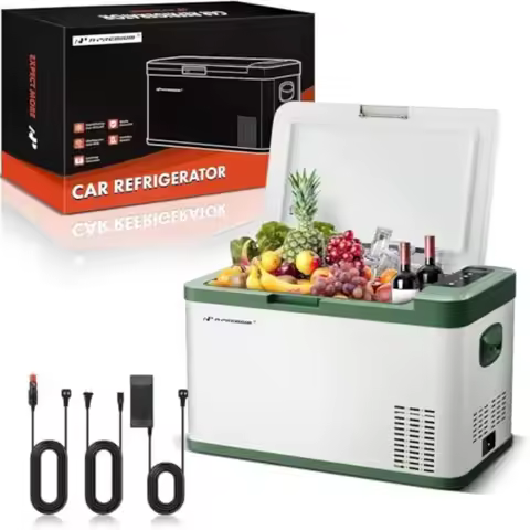 12 Volt Portable Car Fridge Cooler 28QT/26.1L with 12/24V DC 110/240V AC Black Fast Cooling from -4F