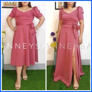 ❁ ▫ ❃ FILIPINIANA MIDI PLUS SIZE *no mask* neoprene formal gown dress wedding kasal debut ninang