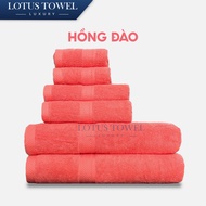 Bộ 6 Khăn Tắm Gội Lau Mặt LOTUS TOWEL 100% Cotton Cao Cấp Mềm Mịn Thấm Hút Không Ra Màu