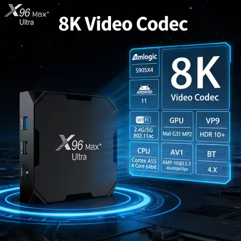 X96Max Plus Ultra TV Box Amlogic S905X4 Android 11TV BOX AV1 8K Video Wifi BT4.X Media Player TV Set