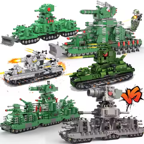 WW2 Military Weapon Tank Building Blocks Set SWAT Army City Police T34 KV44 Model Construction Toys 