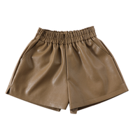 ONE - 高腰顯瘦a字皮短褲女（卡其）（S-XXL碼）（下單後聯繫客服確認尺碼）#F275_004_041